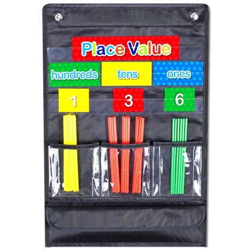 Jectivs Place Value Pocket Charts & Counting Caddie Magnetic Pocket Chart for Kindergarten Classroom and Home School Math Lessons Teacher Supplies,Hundreds, Tens, Ones