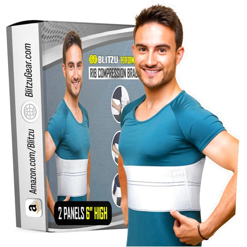 BLITZU Broken Rib Brace Chest Binder & Wrap Belt for Post-Surgery, Cracked, Fractured, Dislocated Ribs, Pain and Strain Treatment. Rib Cage Protection, Compression and Support. Regular Size