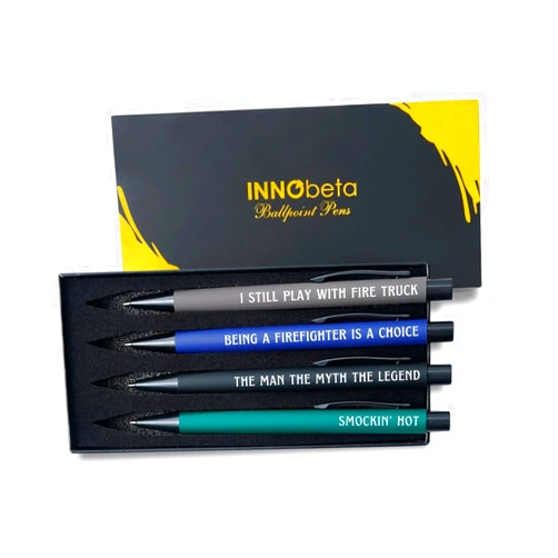 InnoBeta Firefighter Gifts Ballpoint Pen Set of 4, Gifts for Firefighters on Birthday and Christmas