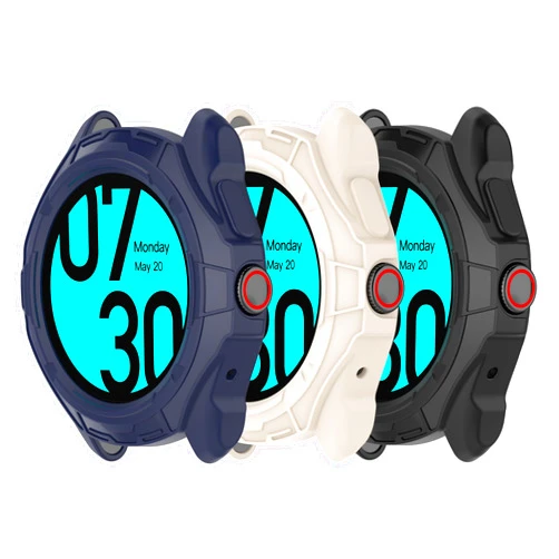 TenCloud [3 Pack] TenCloud Cases Compatible with TicWatch Pro 5 Case Soft TPU Shockproof Case Protective Cover Bumper Protector for TicWatch Pro 5 Smartwatch (Black+Blue+Beige)