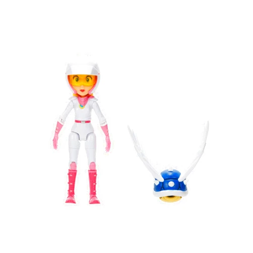 THE SUPER MARIO BROS. MOVIE 5 Inch Action Figure Series 2 Peach Figure in Motorcycle Outfit with Spiny Blue Shell
