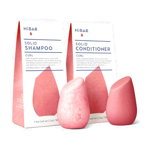 HiBAR - Curl Shampoo & Conditioner Set - For Curly Hair - Define, Cleanse & Nourish - Babassu, Pracaxi Butter & Curl Complex - Plastic, Soap, Paraben & Sulfate-Free - Color Safe & Vegan - 2 Solid Bars