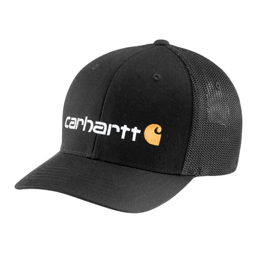 Carhartt Men's Rugged Flex Fitted Canvas MeshBack Logo Graphic Cap