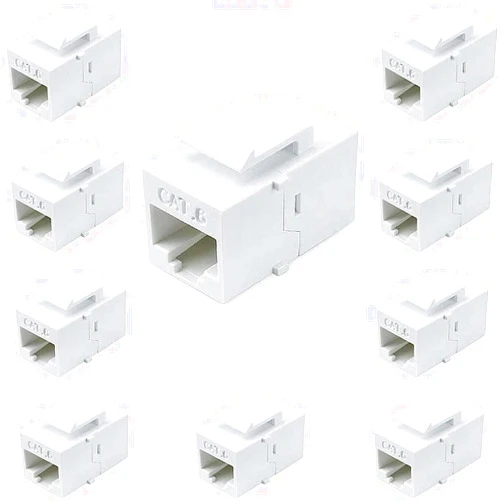 VICTEK Female to Female Cat6 Keystone RJ45 Couplers, 10 Pack, White, Tablet