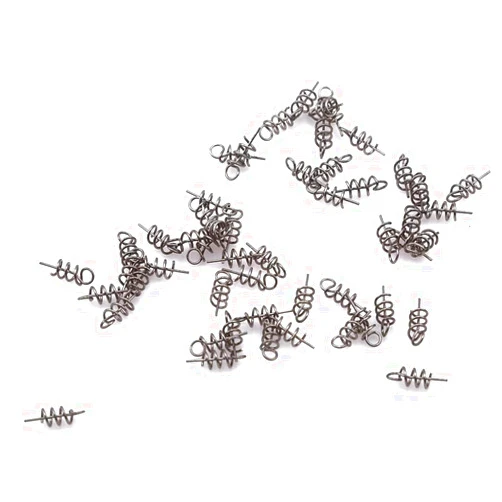 YuanHolumid 50Pcs Silver Fishing Hook Centering Pin Spring Twist Lock for Soft Lure Bait Worm Crank Terminal Tackle and Accessories
