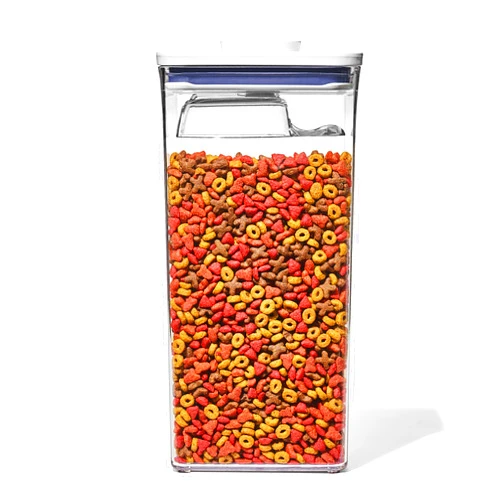 OXO Good Grips Pet POP Container – 6.0 Qt/5.7 L with Half Scoop, Ideal for up to 6.5lbs of Dog Food or 4.5lbs of Cat Food, Airtight Dog and Cat Food Storage Container, BPA Free, Clear