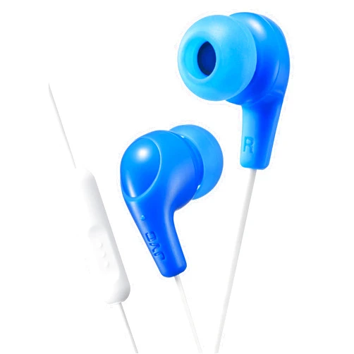 JVC Gumy Plus Earbuds with Mic and Remote for Connected Devices - Silicone Ear Pieces - Blue
