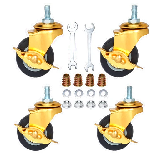 BAISASY 2 Inch Stem Caster Wheels with Brake, Metric Size M8-1.25-15 (Screw Diameter 8mm, Screw Length 15mm) Casters Set of 4 for Workbench Trolley，Furniture Dolly，Shopping Trolley