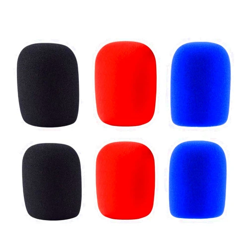 CCeCCe 6 Pack Microphone Cover Foam Protector High-Density Thickened Washable Sponge Windscreen for Most Standard Handheld MIC Wireless Microphones KTV DJ Karaoke Night Stage Red Blue Black
