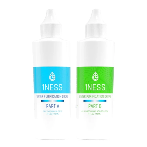 1ness Chlorine Dioxide Kit - Hydrochloric Acid 4% and Sodium Solution (1x 4oz Solution A + 1x 4oz Solution B)