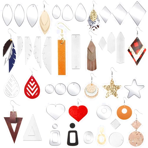 MOMOONNON 30 Pcs Carbon Steel Earring Cutting Dies Earring Die Cuts for DIY Leather Earrings, Crafts, Teardrop Round Rectangle Triangle Rhombus Star Heart Shape Stencils for Earring Making