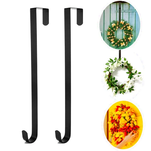 Aeibun Metal 12inch Wreath Hangers for Front Door 2 Pack - Wider Long Over Door Hook for Home Organizer Decor(Weidth Up to 2.17