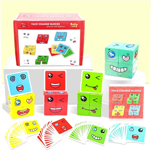 Rytopt Wooden Face Changing Magic Cube Game, Cubeez Game, Pattern Matching Games, Educational Puzzles Toy Board Games for Adults