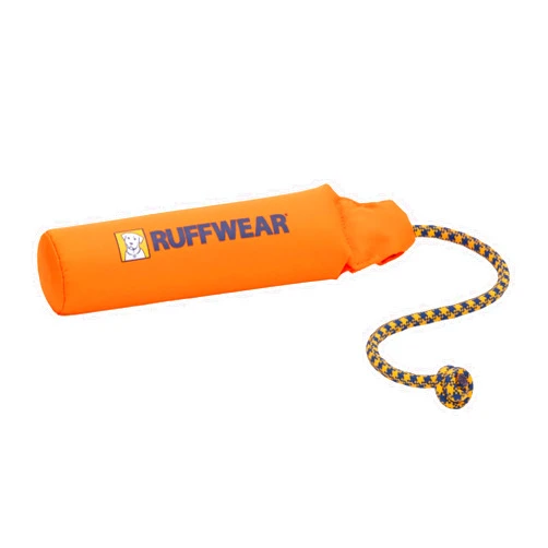 Ruffwear Lunker Throw Toy for Dogs – Durable, Soft Fabric Toy with Rope Handle for Fetch and Tug on Land & Water, Campfire Orange, Medium