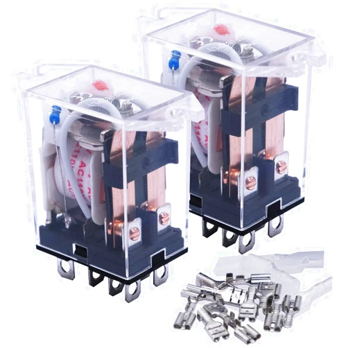 mxuteuk 2pcs AC 110V/120V Coil 8 Pin 10A DPDT LED Indicator Electromagnetic Power Relay General Purpose JQX-13F-DZ-AC110V
