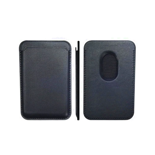 AQUP Leather MagSafe Card Holder for iPhone 15 and MagSafe-Enabled iPhone 14/13/12 Pro Series - Stylish Wallet with RFID Protection. (Black)