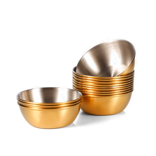 Moxinox Sauce Cups 3oz 24 Pieces Two-tone Stainless Steel. Reusable Stackable Portion Containers for Sampling, Salad Dressing Sides or Dipping Sauces. Small Ramekin for Restaurant, Catering or Deli.