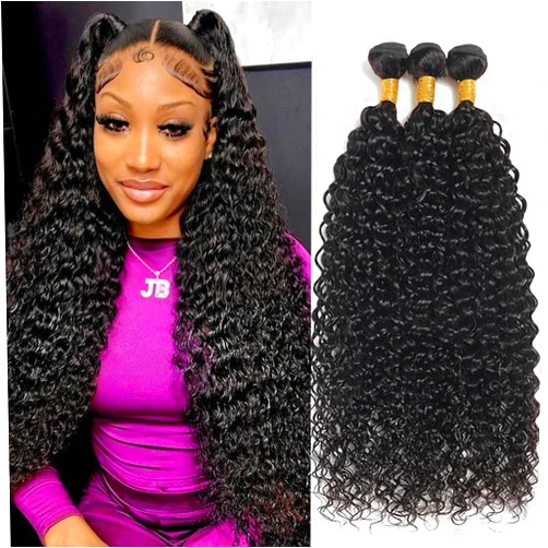 PXCPXC Water Wave Human Hair Bundles 20 22 24 Inch 12A Burmese Deerp Curly Bundles Human Hair 100% Unprocessed Wet and Wavy 3PC Bundles Human Hair Extensions Natural Black