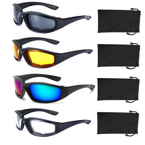 YISUGOOC 4 Pair Motorcycle Glasses Riding Glasses UV Protection Windproof And Dustproof Motorcycle Goggles Foam Cushion Eyeglasses Suitable For Outdoor Sports Motorcycle Riding