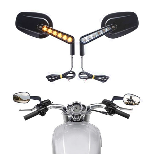 XMT-MOTO Motorcycle Parts Muscle Rear View Mirrors LED Turn Signals fits for Harley Davidson VROD V-Rod VRSCF