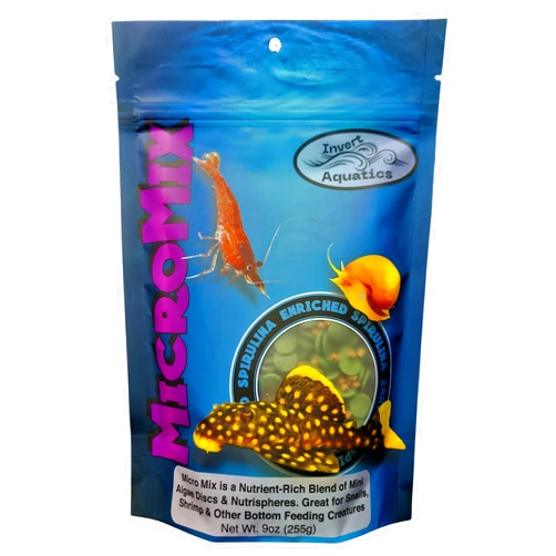 Invert Aquatics Micro Mix - Sinking Blended Diet for Snails, Shrimp & Bottom Feeding Fish (9 oz (255g))