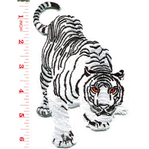 TKPatch Bengal White Tiger Tattoo Embroidered Applique Iron-on Patch Big 3.88 X 5.88 inches S-1211