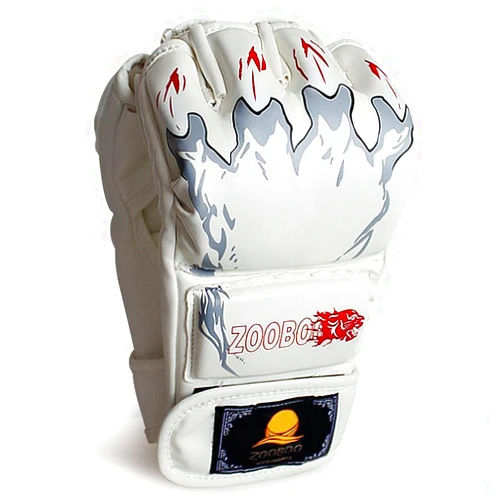 ZooBoo MMA Gloves, Half-Finger Boxing Fight Gloves MMA Mitts with Adjustable Wrist Band UFC Gloves for Sanda Sparring Punching Bag Training (One Size Fits Most)