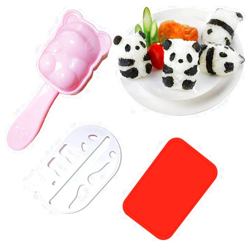 Tangguangwen 2pcs Sushi Rice Ball Mold Rice Ball Mold Rice Ball Mold, Punch Sushi Rice Ball Mold DIY 3D Panda Shape Sushi Set Bento Accessories