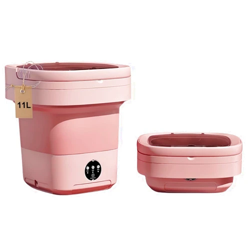 GRINCHAT Portable washing machine,Mini Washer,11L upgraded large capacity foldable Washer.Deep cleaning of underwear, baby clothes and other small clothes.Suitable for apartments, dormitories, hotels. (Pink)