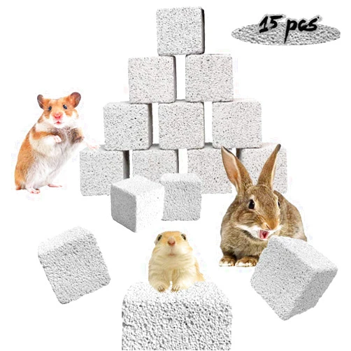 PINVNBY 15 Pcs Rabbits Lava Blocks Bunny Teeth Grinding Stone Small Animal Mineral Calcium Stone Chews Toy for Hamsters,Chinchillas and Parrot