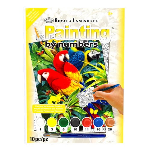 Royal & Langnickel Royal Brush 174398 8.75 by 11.75-Inch Junior Paint by Number Kit, Small, Majestic Macaws