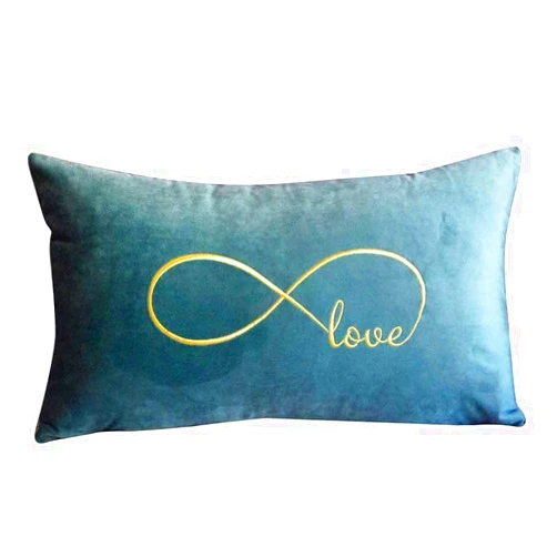 FAVDEC Embroidered Infinity Love Decorative Throw Pillow Cover, Lumbar Love Pillow Cover 12 Inches x 20 Inches Cover Only