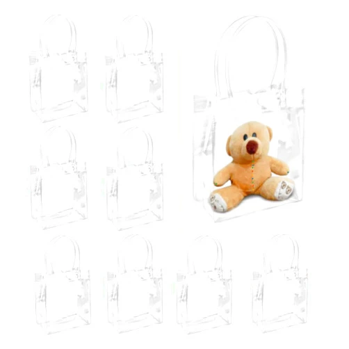 KUPOO 25PCS Clear Plastic Gift Bags with Handle,Clear Reusable Bags for Gifts Party Favors, Transparent Tote Boutique Bags Gift Wrap Bags for e Wedding Birthday Baby Shower Party (5.9 x7.9 x 2.8 IN)