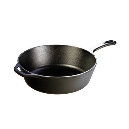 Lodge 5 Quart Pre-Seasoned Cast Iron Deep Skillet - Signature Teardrop Handle & Assist Handle - Use in the Oven, on the Stove or Grill, or Over a Campfire - Black