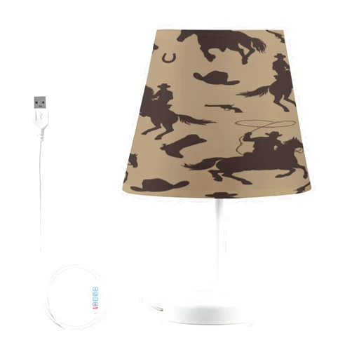 Vozoza Wild West Horse Riders LED Table Lamp with USB Port Night Light Dimmable Bedside Lamps for Living Room Bedroom Desk, S