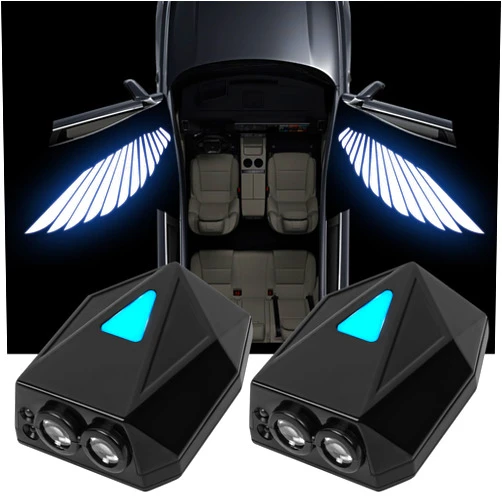 FUNGORGT 2Pcs Car Door Light - Courtesy Light Car Door Welcome Light Rechargeable, LED Projector Lamp Angel's Wings