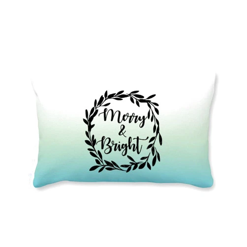 By Unbranded Cotton Canvas Lumbar Pillow Cover Merry&bright Wreath Pillowcase Cushion Cover Farmhouse Decor Pillow Covers Inspirational Quote Pillow Case with Hidden Zipper Housewarming Gift 16x24 Inch