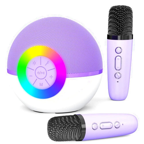 Mgaolo Mini Karaoke Machine for Kids Adults,Portable Bluetooth Speaker with 2 Wireless Microphones,Gift Toys with MP3 Player for Boys Girls 3-12 Year Old Birthday Family Home Party Present (Purple)