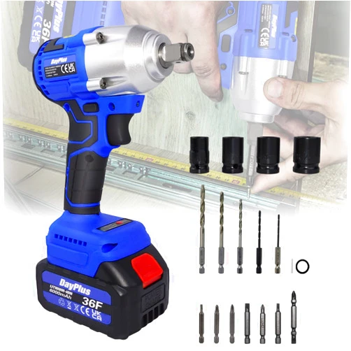 Feidak 21V Cordless Impact Wrench Brushless Motor 420N.m Max Torque, 6.0Ah Battery with Fast Charger, Variable Speed Up to 3200RPM, 1/2 Inch Quality Tungsten Steel Shaft with 4 Sockets & 12Pcs Bits