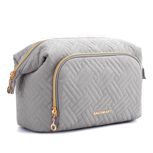 BAGSMART Travel Makeup Bag, Cosmetic Bag Make Up Organizer Case,Large Wide-open Pouch for Women Purse for Toiletries Accessories Brushes