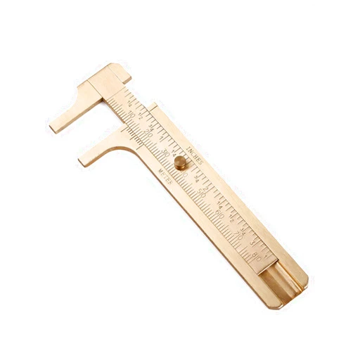 Juland Retro Vernier Caliper Copper Alloy Mini Brass Sliding Pocket Caliper Metal Double Scale for Measuring Gemstones and Jewelry Components Bead Wire Guitar Repair 80 mm /3.15