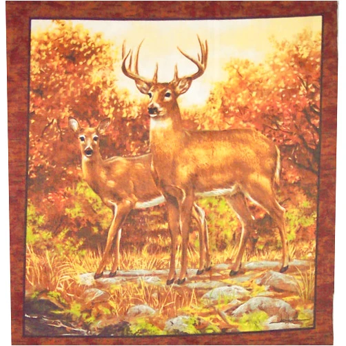 AmishShop.com Quillow (Quilt/Pillow Combo) Two Deer Autumn Quillow MM2DA Amish Handmade in USA