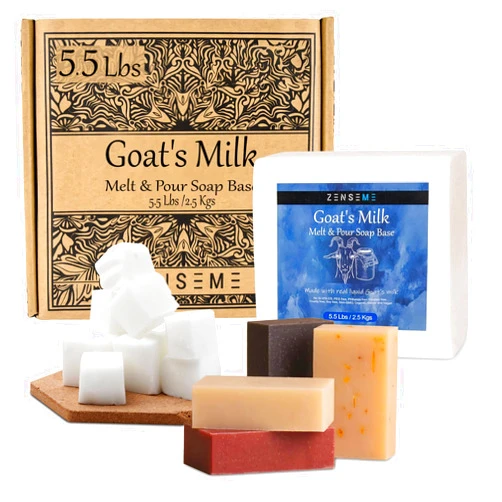 ZenseMe 5.5 LBS - Goats Milk Soap Base | Melt and Pour Supplies Kit for Soap Making SLS/SLES & PEG free | Best Natural Organic Vegetable Ingredients | Make Your Own Soap | Bulk For Adult Soapmaker Soap Making