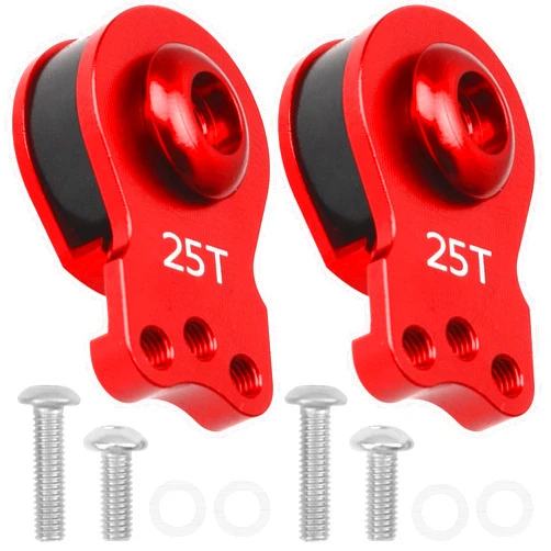 Vgoohobby 2Pcs Vgoohobby Aluminum RC 25T Servo Saver Adjustable Hi-Torque Servo Saver Compatible with Futaba Tamiya Servos 1/10 Traxxas TRX4 TRX6 SCX10 Capra RC Car (Red)