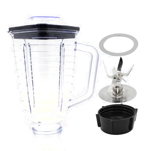 Anbige Replacement parts 5-Cup Square Top Plastic Jar Assembly With 6 Point Fusion Blade, Gasket, Base, Lid. Compatible with Oster Blenders