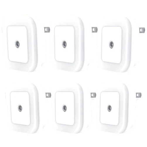 Uigos LED Night Light Lamp with Smart Sensor Dusk to Dawn Sensor, Daylight White, 0.5W Plug-in, 6-Pack