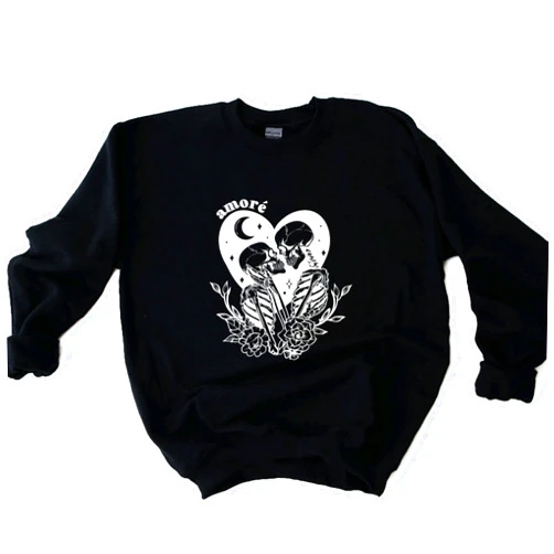Handmade Amoré Skeleton Lovers Crewneck (XL, White)