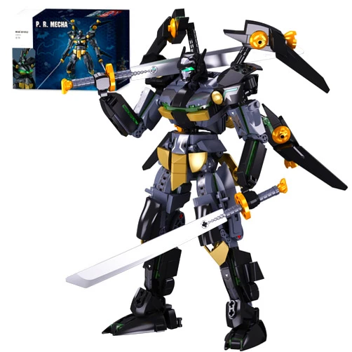 Mavo brix Mech Building Sets, Black Robot Mecha Building Kit with Two Knife, Collectible Gift for Teens Boys 8+, Compatible with Lego Mech Set, 534 PCS