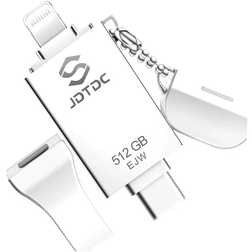 JSL JDTDC 512GB Apple MFi Certified iPhone-Photo-Stick, 3 in 1 USB3.0 iOS-Flash-Drive, Photo-Stick-for-iPhone, iPhoto Memory-Stick Thumb Drives for iPhone Backup Memory Stick for iPhone, iPad, Type-C Phone, PC