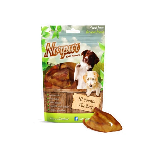 Norpur Pig Ears All-Natural Dog Treats (10-Count), Slow-Roasted & Oven-Baked | Promote Healthy, Shiny Coats | Help Clean Teeth, Prevent Bad Breath | Made in Canada